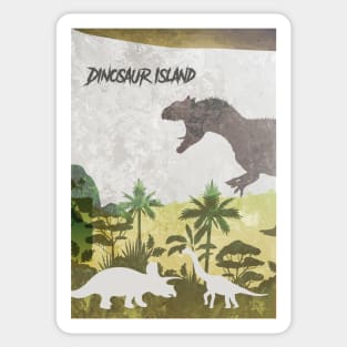 Dinosaur Island - Board Games Design - Movie Poster Style - Board Game Art Sticker